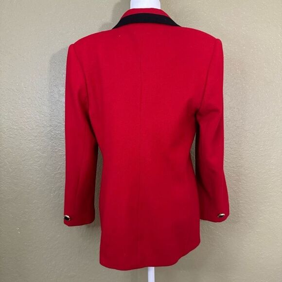 Vintage Oleg Cassini Women’s 12 Petite 100% Wool Lined Red Elegant Blazer - Picture 4 of 7